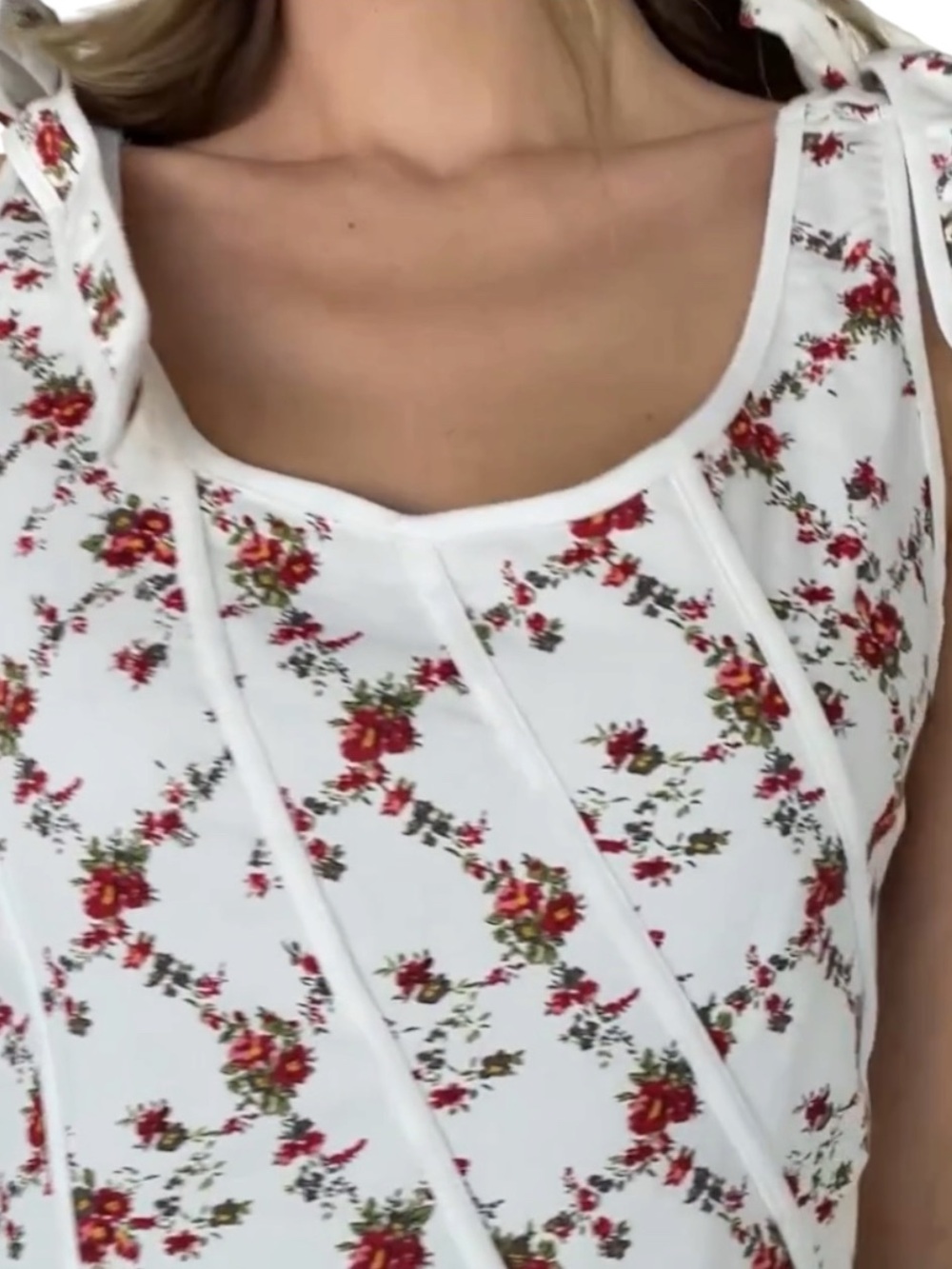 Baltic Born NWT Isla Tank Dress XL Sleeveless Floral Tie-Shoulder Midi Off White - Picture 4 of 16